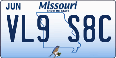 MO license plate VL9S8C