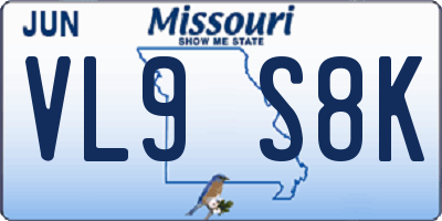 MO license plate VL9S8K