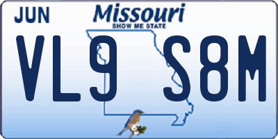 MO license plate VL9S8M