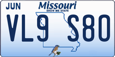 MO license plate VL9S8O