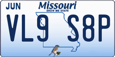 MO license plate VL9S8P