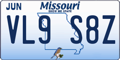 MO license plate VL9S8Z