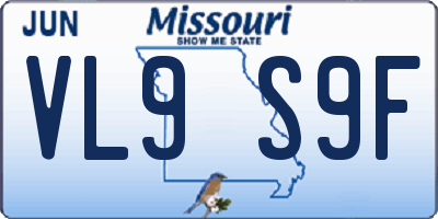 MO license plate VL9S9F