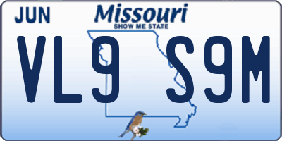 MO license plate VL9S9M