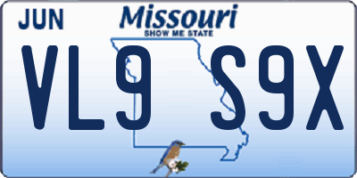 MO license plate VL9S9X