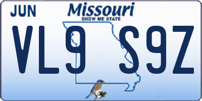 MO license plate VL9S9Z