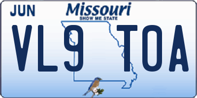 MO license plate VL9T0A