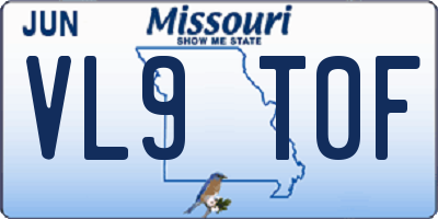 MO license plate VL9T0F