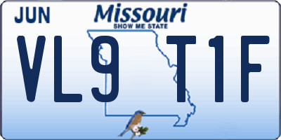 MO license plate VL9T1F