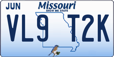 MO license plate VL9T2K