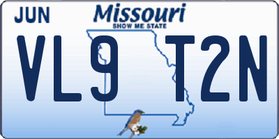 MO license plate VL9T2N