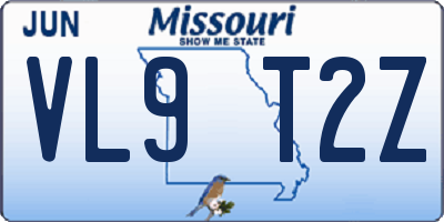 MO license plate VL9T2Z