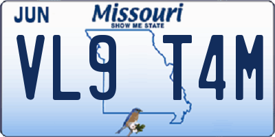 MO license plate VL9T4M
