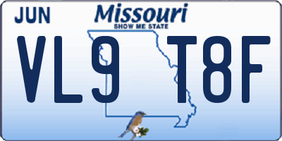 MO license plate VL9T8F
