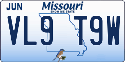 MO license plate VL9T9W