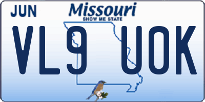 MO license plate VL9U0K