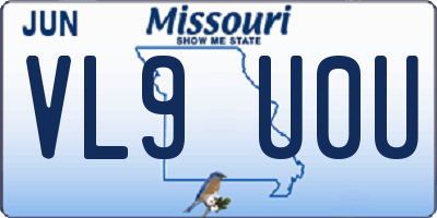 MO license plate VL9U0U