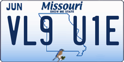 MO license plate VL9U1E