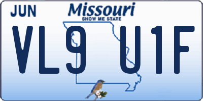 MO license plate VL9U1F