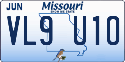 MO license plate VL9U1O