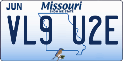 MO license plate VL9U2E