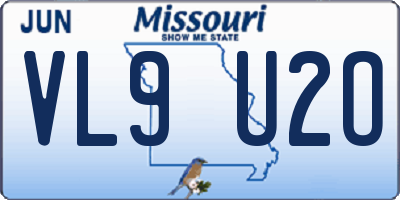 MO license plate VL9U2O