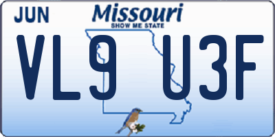 MO license plate VL9U3F