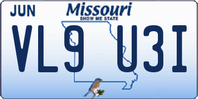 MO license plate VL9U3I