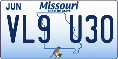 MO license plate VL9U3O