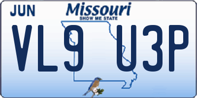 MO license plate VL9U3P