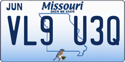 MO license plate VL9U3Q