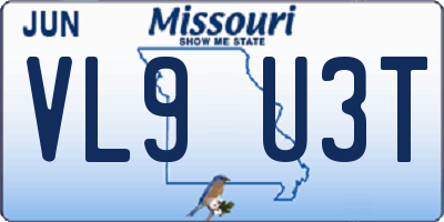 MO license plate VL9U3T