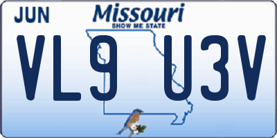 MO license plate VL9U3V