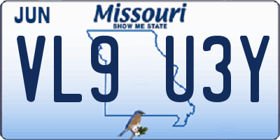 MO license plate VL9U3Y