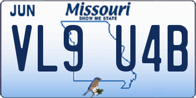 MO license plate VL9U4B