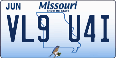 MO license plate VL9U4I