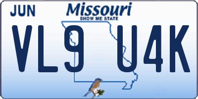 MO license plate VL9U4K