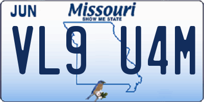 MO license plate VL9U4M