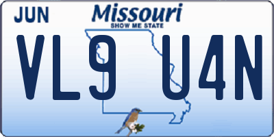 MO license plate VL9U4N