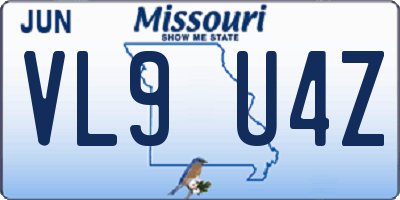 MO license plate VL9U4Z