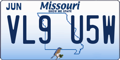 MO license plate VL9U5W