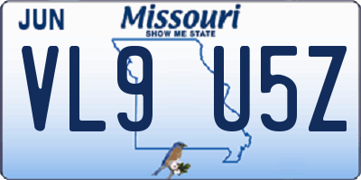 MO license plate VL9U5Z