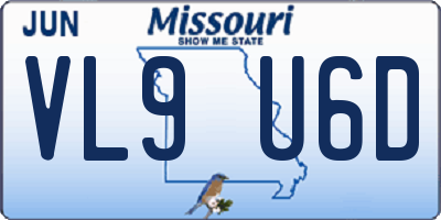 MO license plate VL9U6D