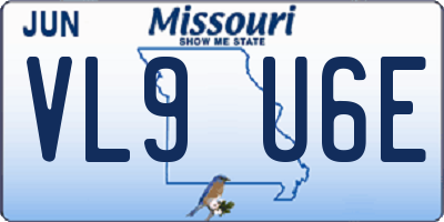 MO license plate VL9U6E