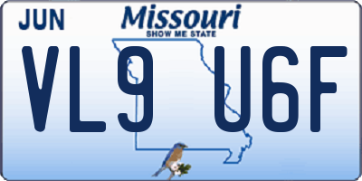 MO license plate VL9U6F