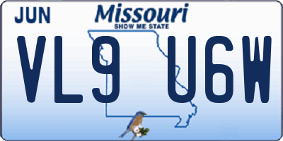 MO license plate VL9U6W