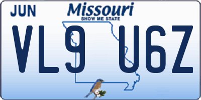 MO license plate VL9U6Z