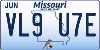 MO license plate VL9U7E