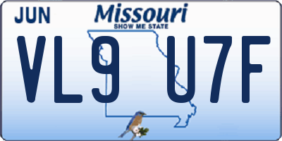 MO license plate VL9U7F