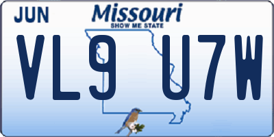 MO license plate VL9U7W